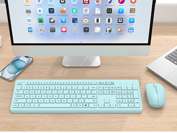 Wireless Keyboard and Mouse Combo Full Size Silent Ergonomic Keyboard Mouse Cordless Mouse Keyboard