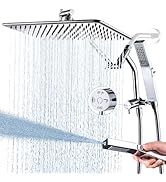 G-Promise All Metal 14 Inches Rain Shower Head with Handheld Built-in Power Wash Mode, 3-way Show...