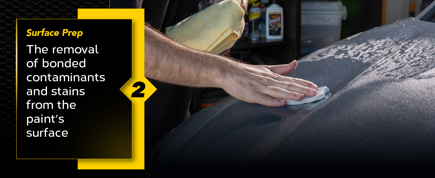 step 2 surface prep. The removal of bonded contaminants and swirls from the paint's surface
