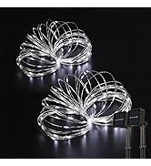 Beewin Outdoor Solar String Lights, 2 Pack 33ft 100L Solar Copper Fairy Lights,8 Modes Twinkle Li...