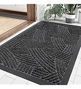 Smiry Front Door Mat Indoor Outdoor Entrance, Heavy Duty Natural Rubber, Sturdy Trap Dirt, Moistu...