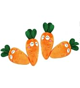 Tustao 4 Pcs Soft Dog Toys Cute Carrot Plush Chew Squeaker Plush Dog and Cat Toys with Multi-Sque...