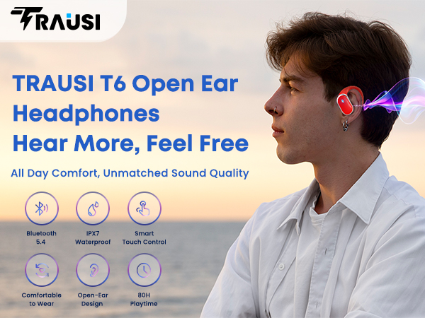 'TRAUSI T6 Open Ear Headphones