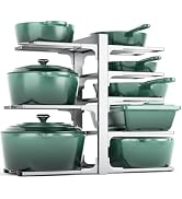 MUDEELA 8-Tier Pots and Pans Organizer for Cabinet, Adjustable Heavy Duty 120LBS Pot and Pan Orga...