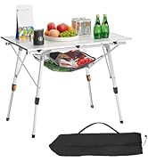 VEVOR Folding Camping Table, Portable Roll Up Side Tables, Lightweight Aluminum Beach Table for O...