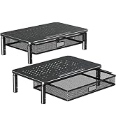 ELIVED 2 Pack Monitor Stand Riser with Drawer, 3 Height Adjustable with Larger Storage Space for ...