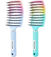 2 Pack Detangling Brush Getting Knots Out without Pain Adds Shine and Makes Hair Smooth,Detangler...
