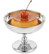 Angoily Silver Cup, Stainless Steel Dessert Bowls with Elevated Base, Footed Chocolate Pudding Fo...