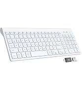 SABLUTE Wireless Keyboard with 7 Colored Backlits, Rechargeable Silent Compact Cordless Computer ...