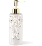 NEWHENGS Handmade Ceramic Flower Soap Pump Dispenser Hand Lotion Liquid Dispenser Refillable for ...