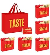 5 Senses Gift Bags for Him With Labels And Tissue Paper,12.6"X8.7"X4" Sight Smell Touch Taste Sou...