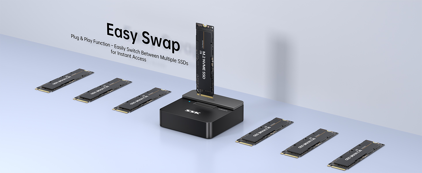Text reads 'Easy Swap'. Product demonstration showing electronic components or memory modules being inserted or removed from a device.