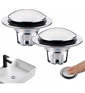 2 Pack Chrome Sink Drain Stopper,Glimflorus Universal 2-in-1 Pop Up Bathroom Sink Stopper with Ha...