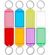 Uniclife 20 Pack Tough Plastic Key Tags with Split Ring Label Window, Assorted Colors