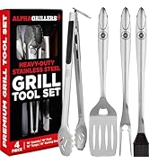 Alpha Grillers Grilling Accessories - BBQ Accessories Grill Set with Spatula, Fork, Brush & Tongs...