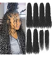 8 Packs New Goddess Locs Crochet Hair 22 Inch River Curls Crochet Hair Faux Locs Wavy Crochet Cur...