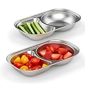 Bakpoco 2PCS Stainless Steel Toddler Plates with 2 Dividers, Kids Plates for Snack Portion Contro...
