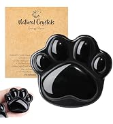 NUKAYAI Black Obsidian Cat Paw Statue Carved Figurines Worry Stone for Anxiety Handcrafted Crysta...