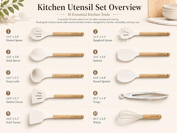 Silicone Kitchen Cooking Utensils Set