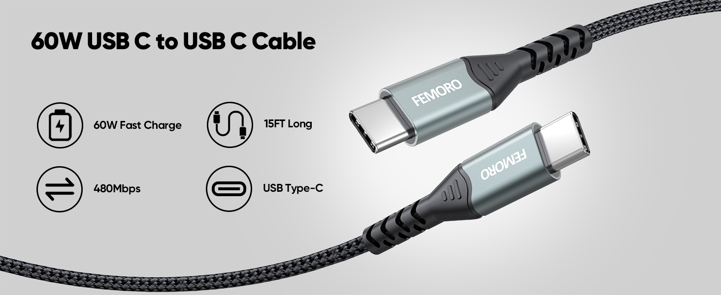 USB C Cable 15ft