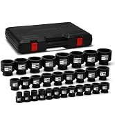 CASOMAN 29-Piece 3/4" Drive Shallow Spindle Axle Nut Impact Socket Set, 6-Point, Standard Large S...