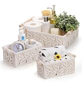 ZOOFOX Set of 3 Macrame Storage Basket, Handmade Woven Boho Basket with Cloth Liner and Wooden Ha...