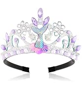 Wecoe Mermaid Crown – Sparkly Rhinestone Birthday Tiara Headband Headpiece Mermaid Party Decorati...