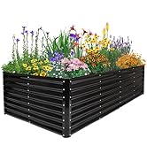 JERIA 8×4×2ft Galvanized Raised,Outdoor Metal Raised Garden Bed, Rectangular Deep Root Planter Bo...