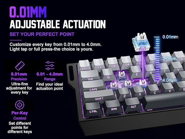 Rapid Trigger 0.01mm adjustable actuation magnetic switches gaming keyboard zero delay FPS Apex