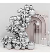 PartyWoo Metallic Silver Balloons, 130 pcs 22 Inch Star Balloons and Silver Balloons Different Si...