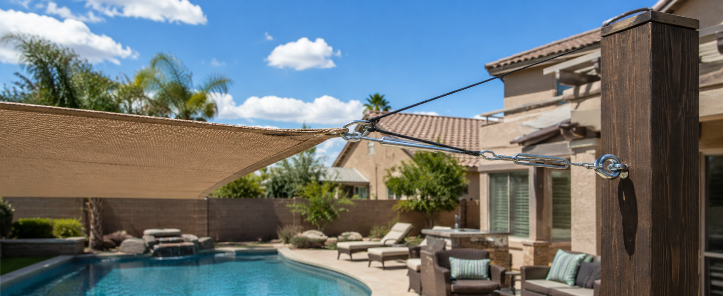 General support & rigging – Securing pools, sunshades, and various outdoor equipment