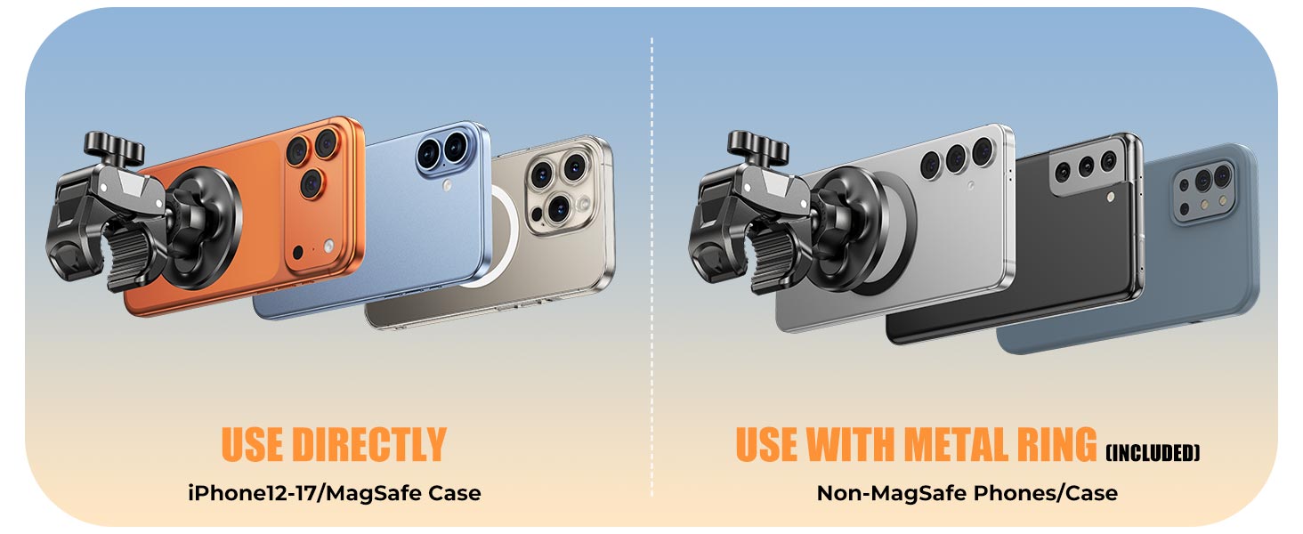 this phone holder perfectly compatible with iPhone 12-17 series and MagSafe-compatible cases.
