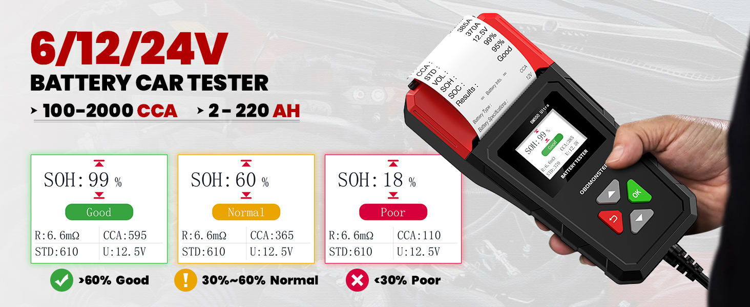 6V 12V 24V Battery Tester