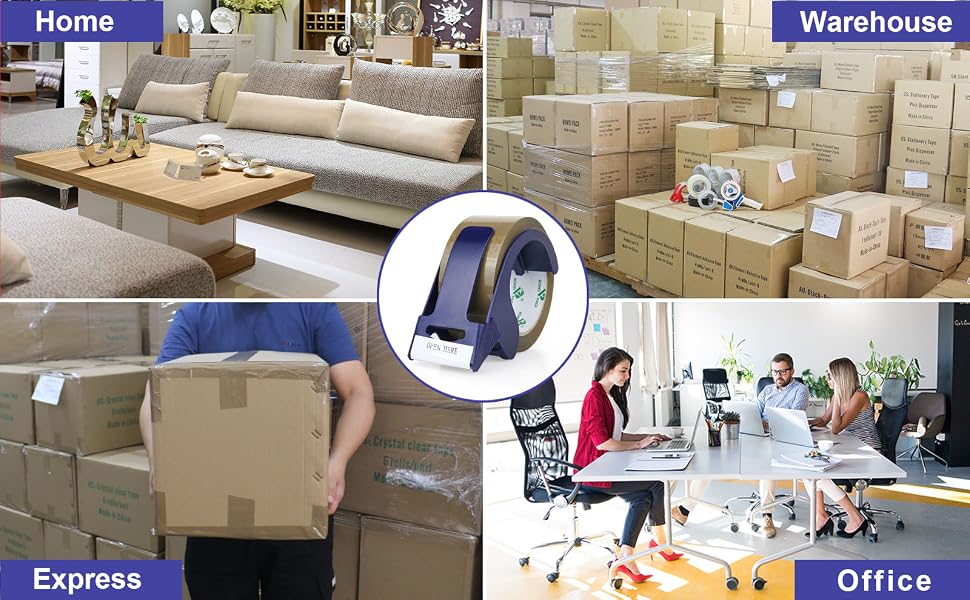 Packing Tape with Dispenser, 2.4 Mil 1.88 Inch x 110 Yards