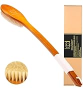 ICANdOIT-17.71Inch Natural Boar Bristles Anti-Slip Curved Long Handle Bath Brush,Bent Handle Show...