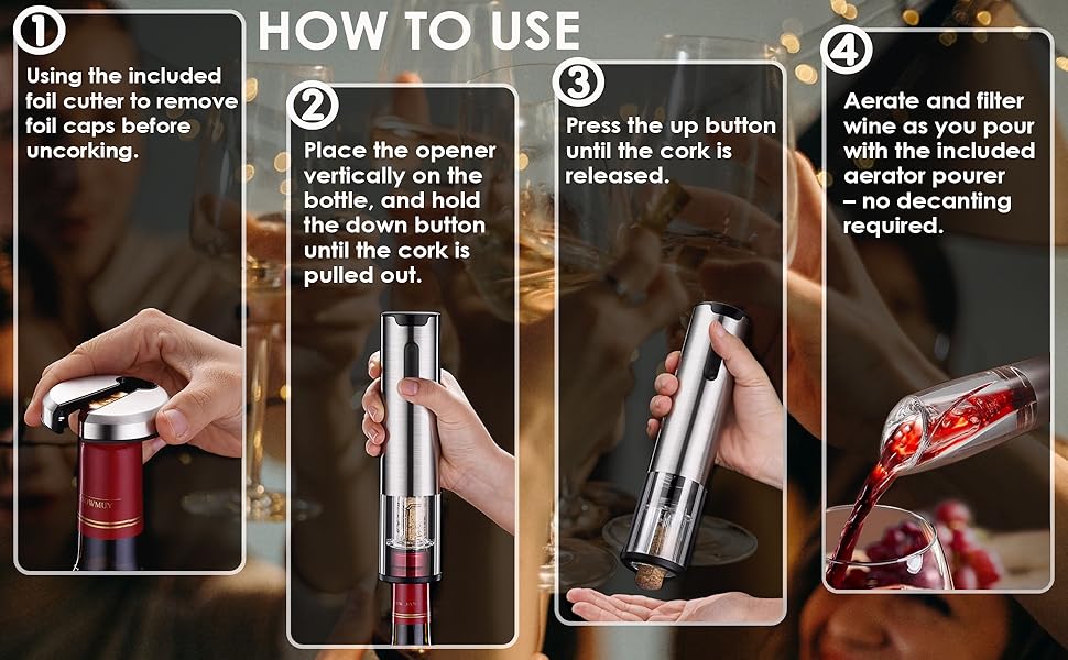 electric wine opener set with charging base