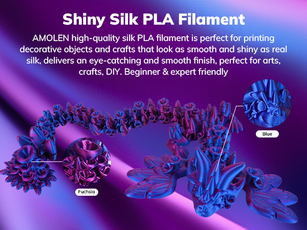 Silk PLA 3D Printer Filament, Multicolor 1.75mm PLA