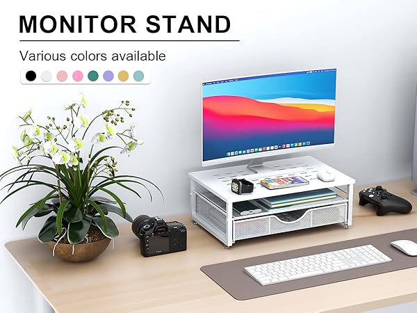 White monitor riser
