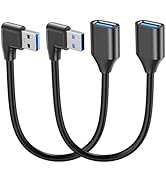 JasRoum Short USB Extension Cable Right Angle & Left 90 Degree Adapter 5Gbps SuperSpeed A 3.0 Ext...