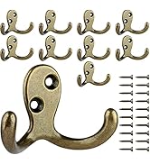IBosins 10 Pack Heavy Duty Double Prong Coat Hooks Wall Mounted with 20 Screws Retro Double Hooks...