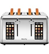Mecity 4 Slice Toaster Touch Screen Control 4 Wide Slot, Stainless Steel Smart Bread Toaster for ...
