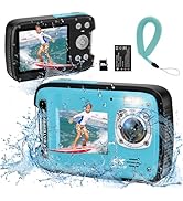 YEEIN Underwater Camera 4K 48MP Autofocus Selfie Dual Screen Waterproof Camera with Floating Stra...