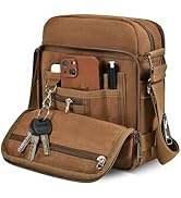 CAAORDKSO Small Messenger Bag for Men Women, Vintage Canvas Messenger Shoulder Bag Travel Crossbo...