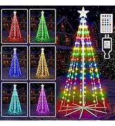 Ollny Christmas Tree Lights 6FT 170 LED, RGB 34 Modes Color Changing Outdoor String Light with Pl...