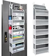 5 Shelf Over The Door Organizer with 8 Side Mesh Pockets, 44lb Weight Capacity Hanging Behind The...