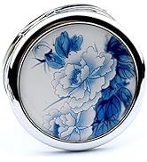 Mpowtech Blue Magnifying Compact Mirror for Purse - 1x/2x Magnification Travel Makeup Mirror,Smal...