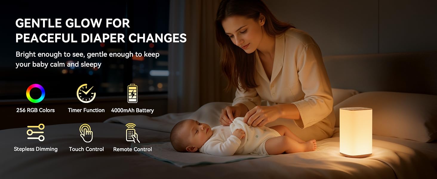 Soft nursery night light helps parents change diapers without waking baby