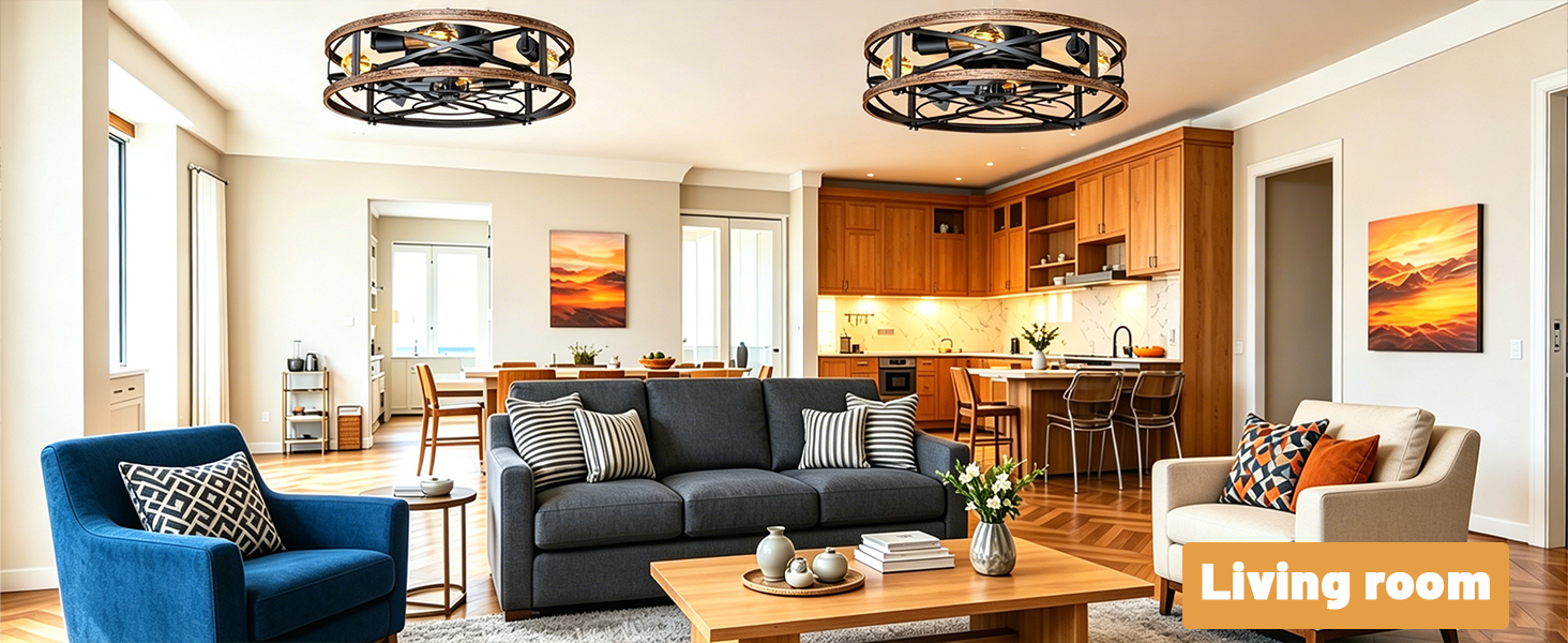 caged ceiling fan with lights
