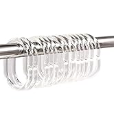 Qulable 24 pcs Shower Curtain Rings Plastic Shower Curtain Hooks C-Shaped Rings Hook Hanger Bath ...