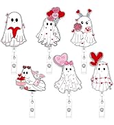 Valentine's Day Badge Reel Retractable - Cosmisun 6 Pcs Valentines Ghost Badge Holder with Alliga...